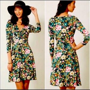 Anthropologie Lilka Floral Torsade Knot Dress